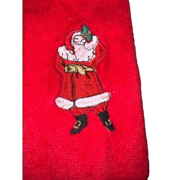 2 VTG R.A. Briggs CHRISTMAS SANTA  Embroidered applique HAND TOWELS SET - Picture 2 of 6